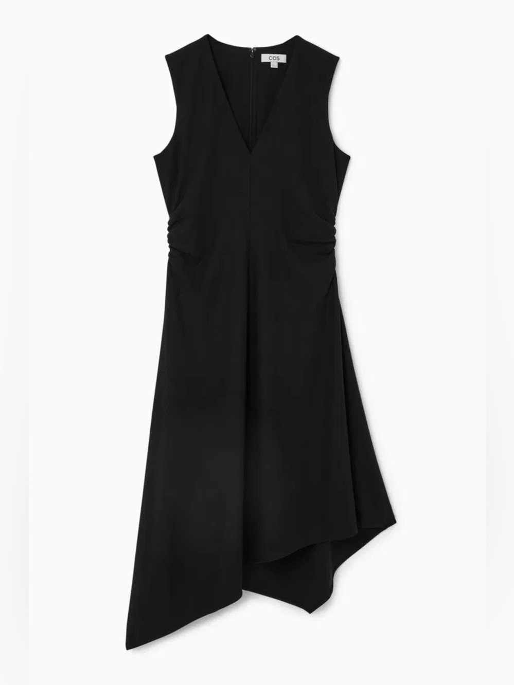 COS gathered asymmetric midi dress XS